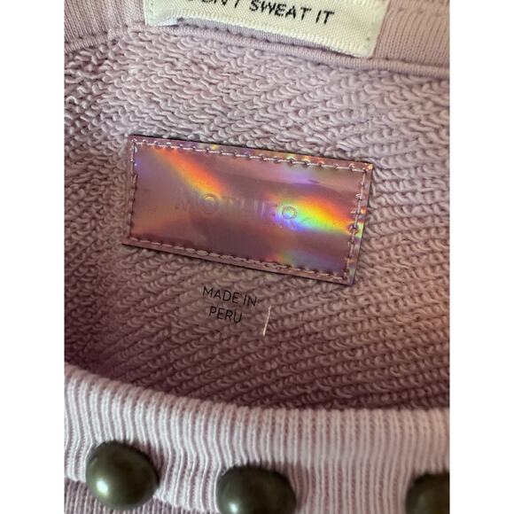 MOTHER The Camper Sweatshirt Pink Women's Sz XS NEW $198 - Picture 4 of 13